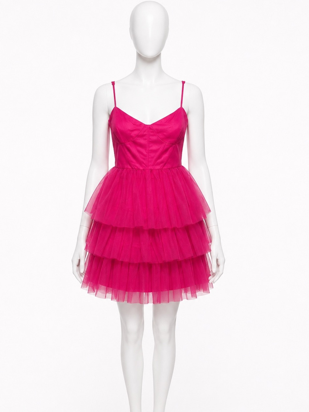 💖 BARBIECORE DREAM • Lulu’s Hot Pink Tiered Tulle Mini Dress 💖